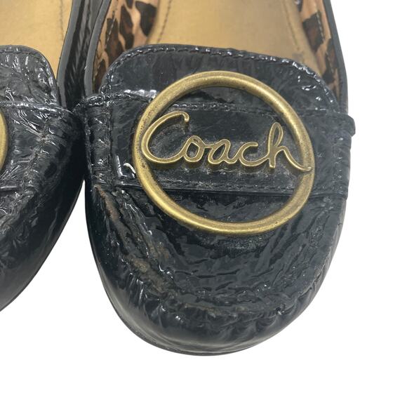 Coach Corina Flats Womens 8.5 Spellout Black Patent Leather Slip On - Picture 5 of 8